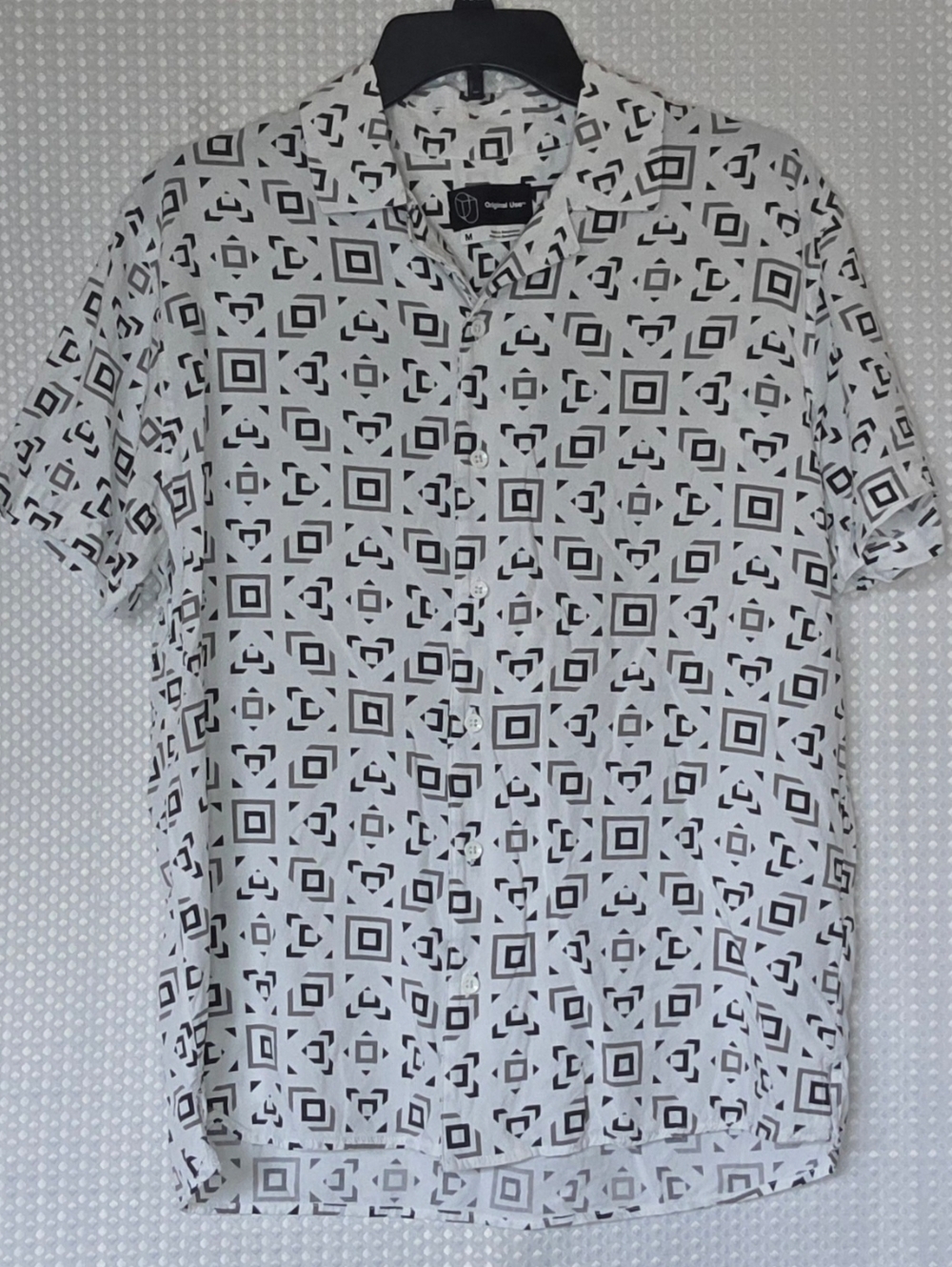 Original Use Geometric Button Up Shirt Medium Streetwear Minimal Modern - Picture 3 of 11